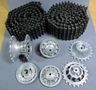 Metal tracks and wheels